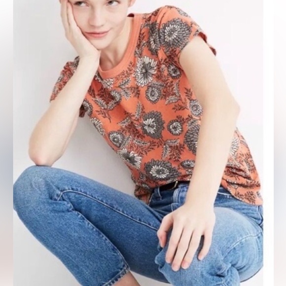 Madewell The Perfect Vintage Tee Floral Orange Size XS - Picture 5 of 6